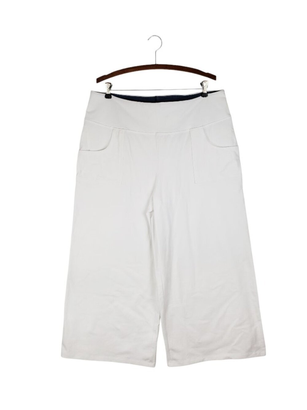 Women With Control Wide Leg Cropped Pants White Pull On Nautical Womens XLT